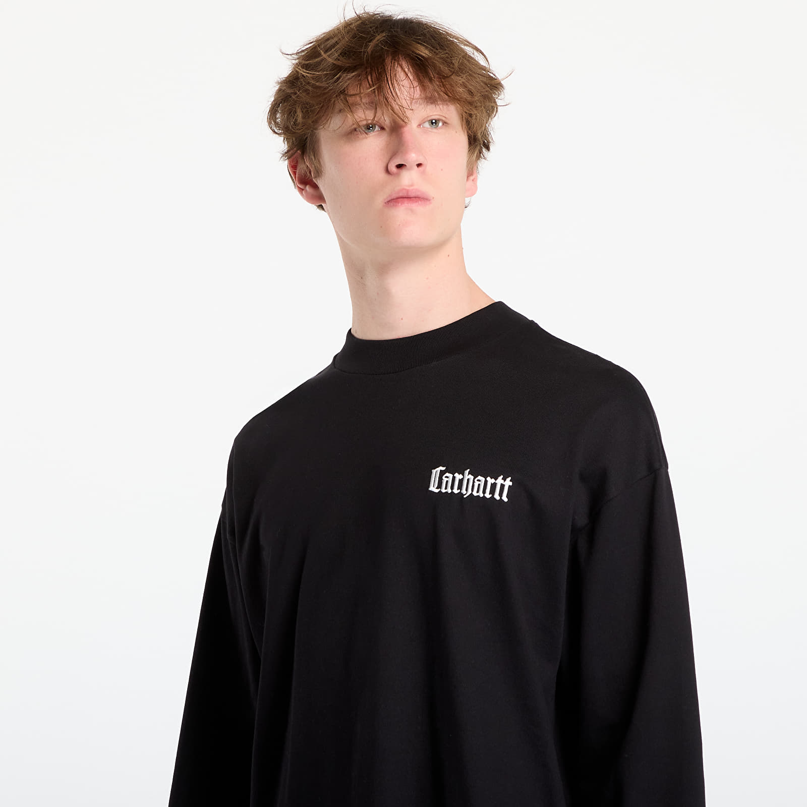 T-paidat Carhartt WIP L/S Schooling Mockneck T-Shirt UNISEX Black/ Wax