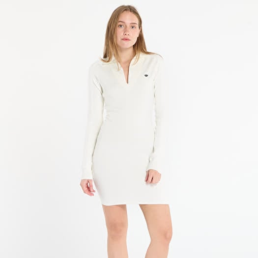 adidas Long Sleeve Collared Dress Off White