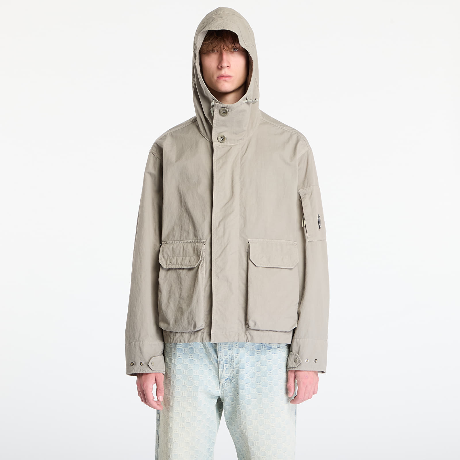 Men's jackets C.P. Company Twill Hooded Short Jacket Fungi Grey