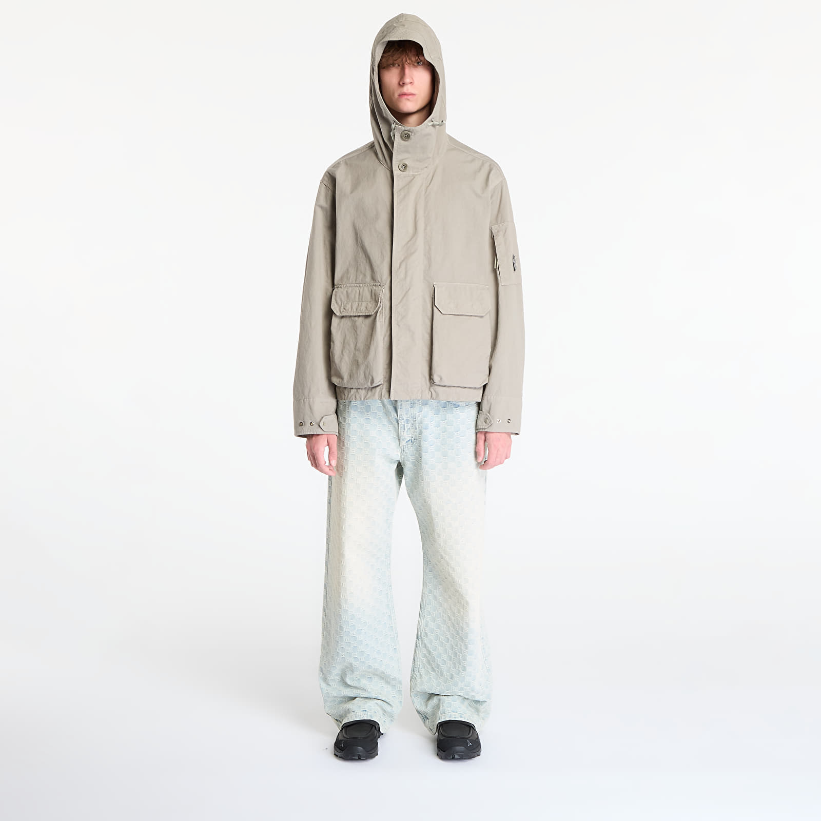 Men's jackets C.P. Company Twill Hooded Short Jacket Fungi Grey