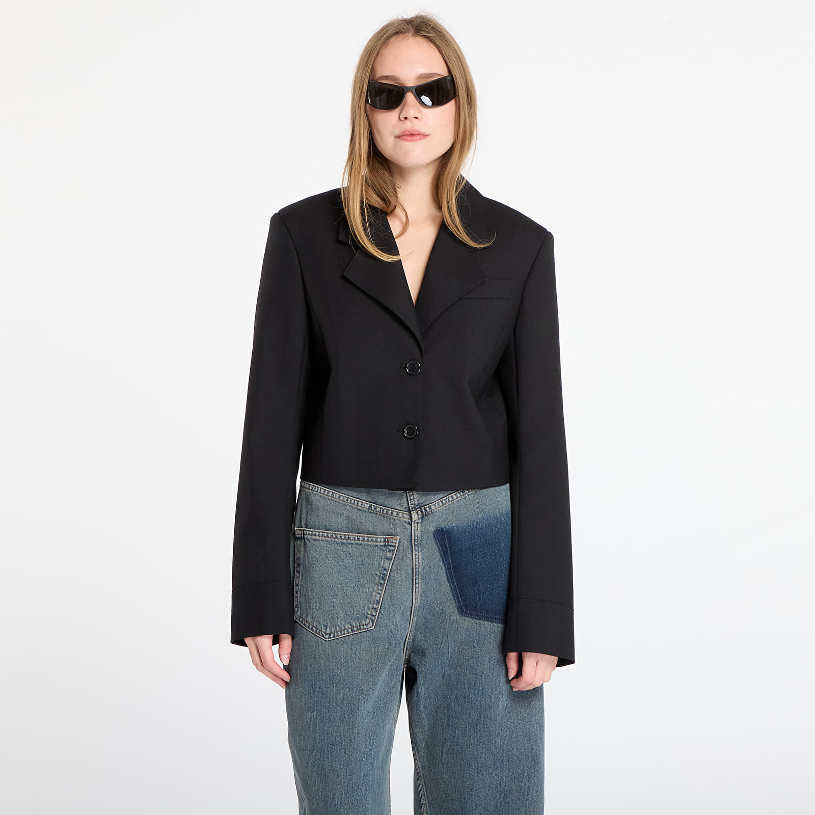 Takit Off-White Wo Gab Big Bookish Crop Jacket Black/ Electric Blue