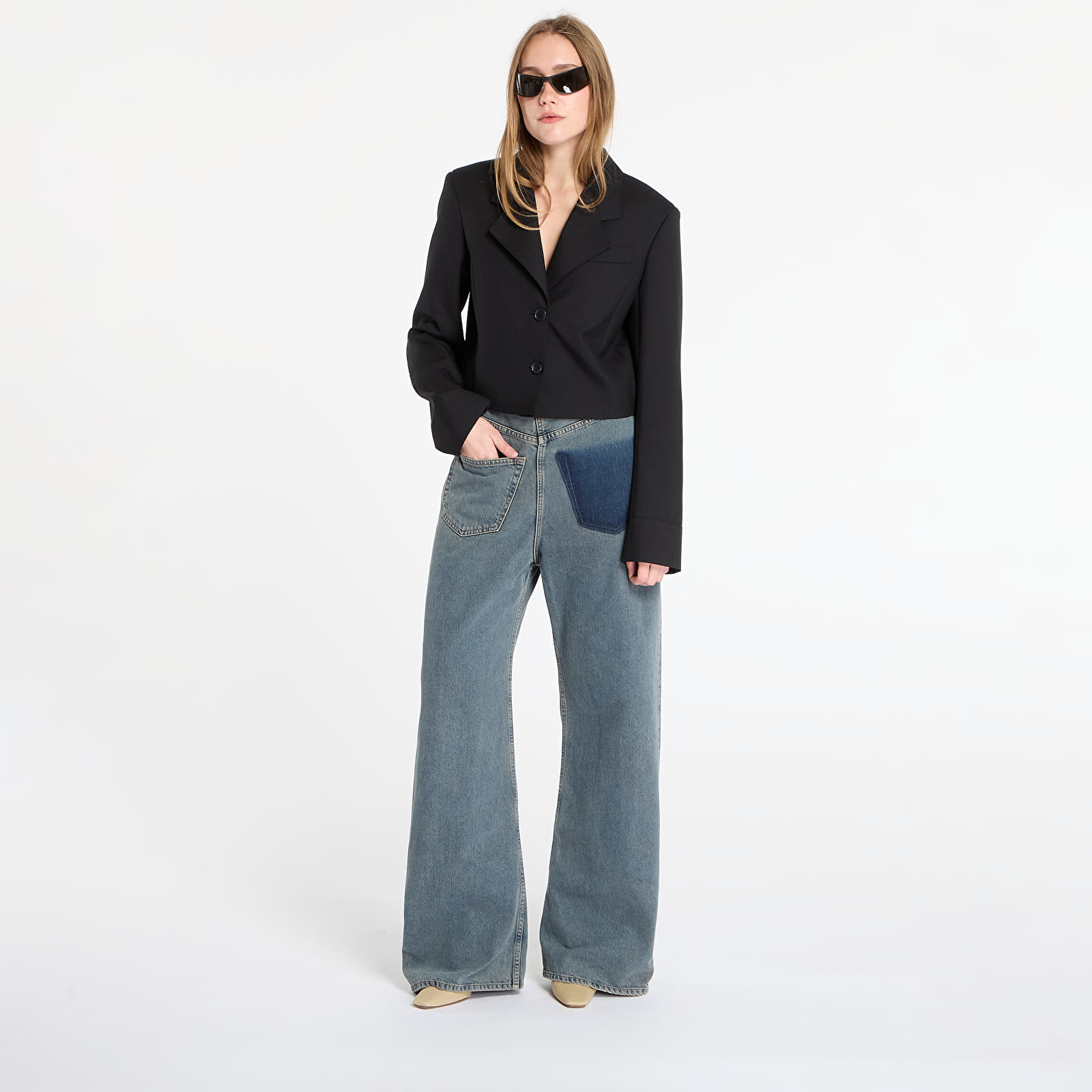 Takit Off-White Wo Gab Big Bookish Crop Jacket Black/ Electric Blue