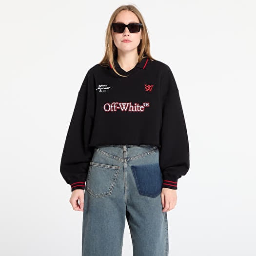 Off-White Sporty Crop Polo Sweatshirt Black/ Red Dahlia