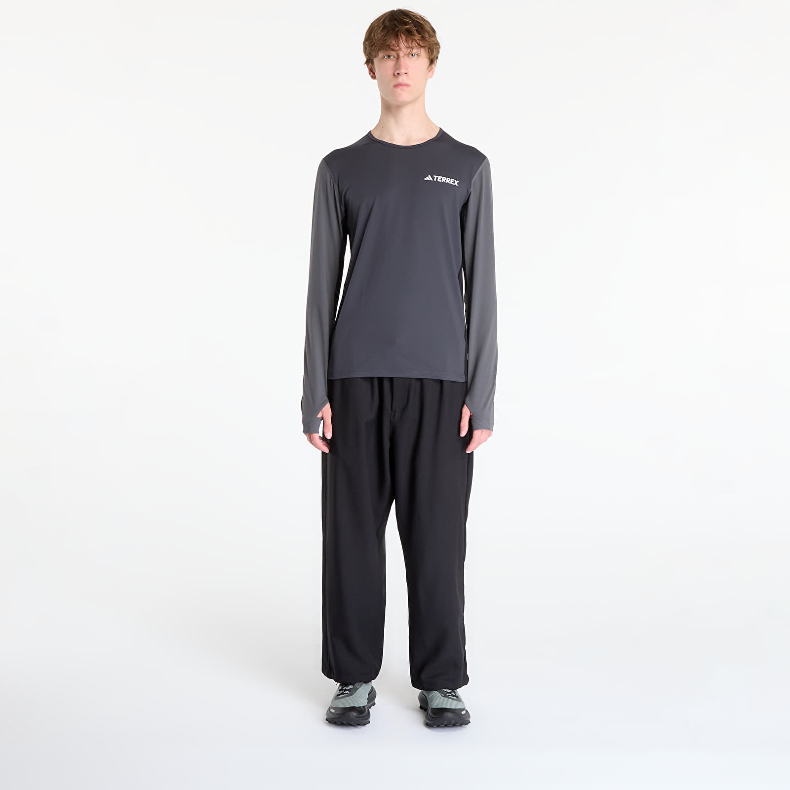 Majice T-shirt adidas Terrex Multi Synthetic Base Layer Long Sleeve Carbon