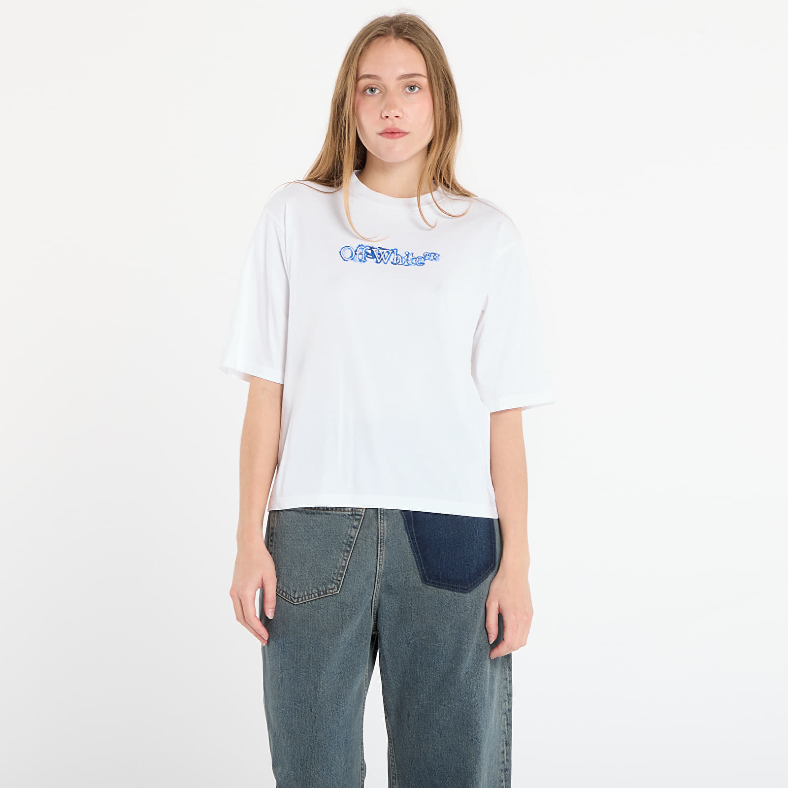 Tricou Off-White Cloudy Arrow Boxy Tee White/ Electric Blue M