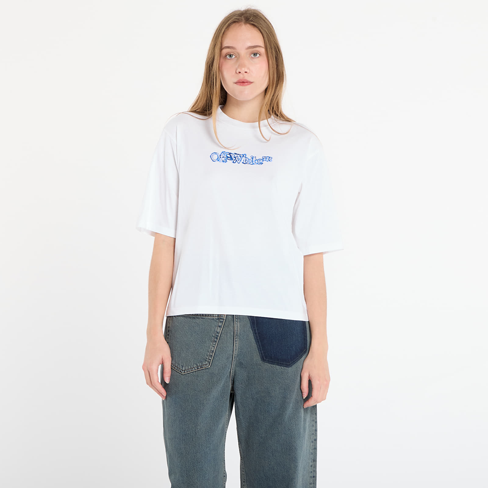 Trička Off-White Cloudy Arrow Boxy Tee White/ Electric Blue