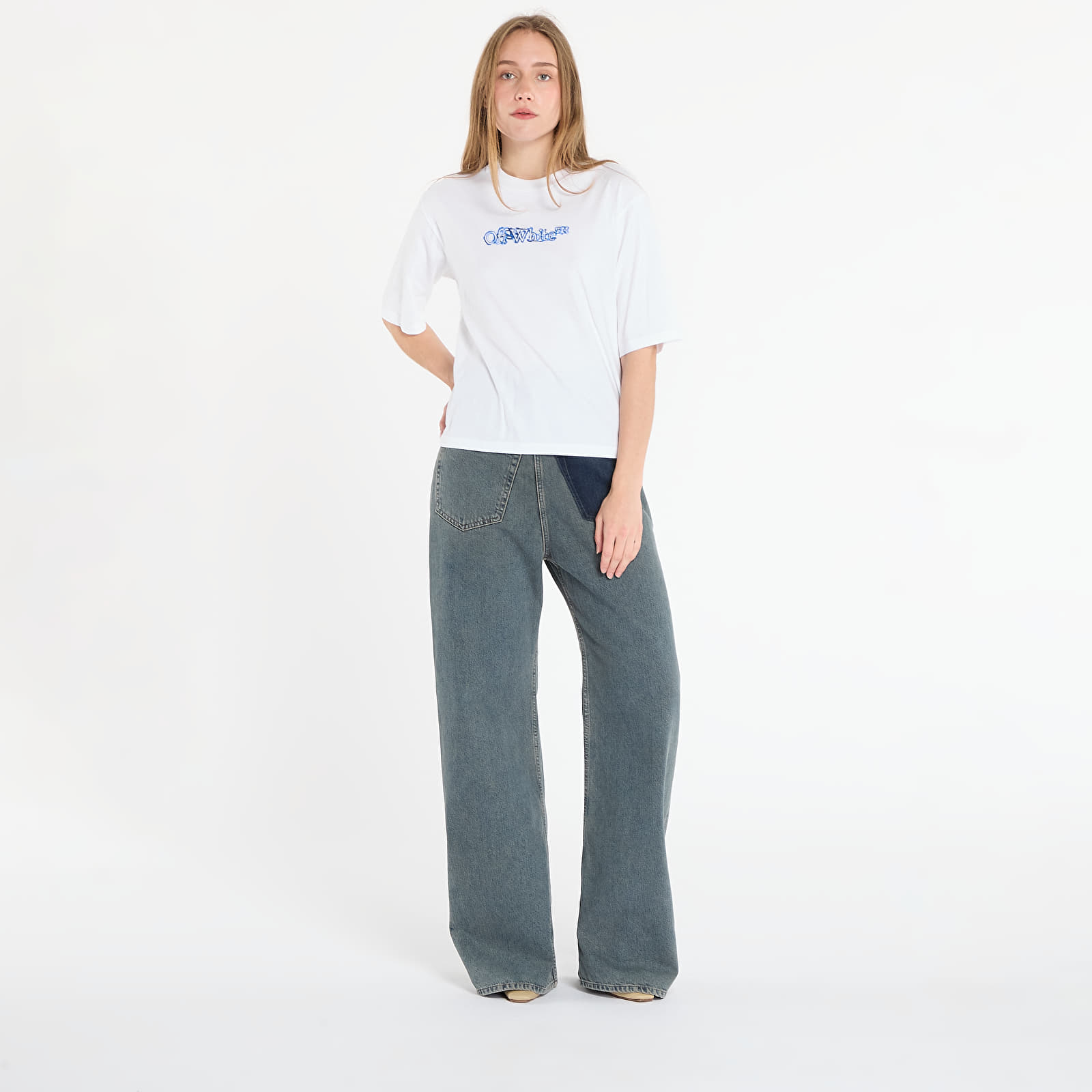 Trička Off-White Cloudy Arrow Boxy Tee White/ Electric Blue