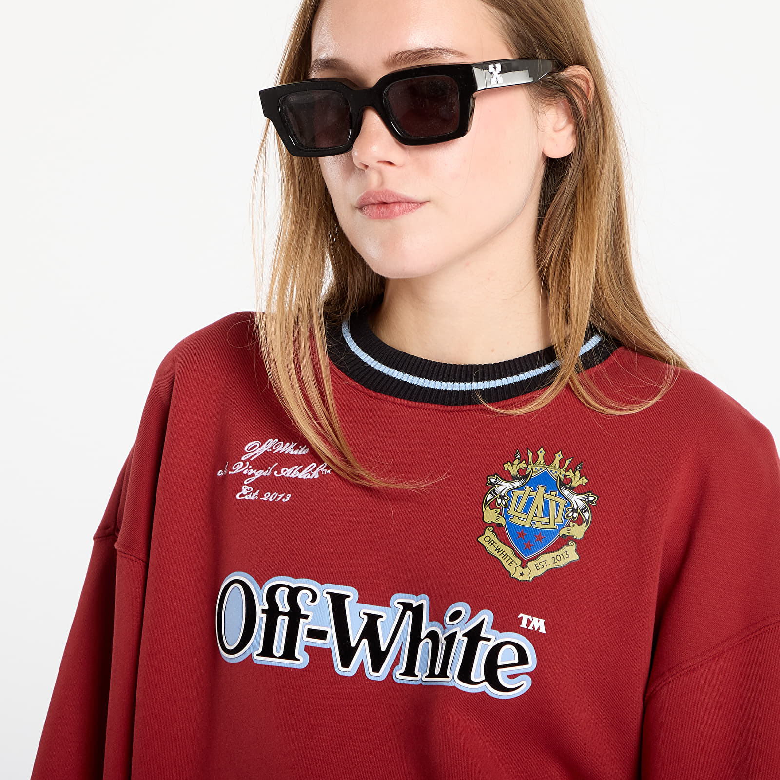 Hupparit ja collegepaidat Off-White Sporty Over Crew Red Dahlia/ Black