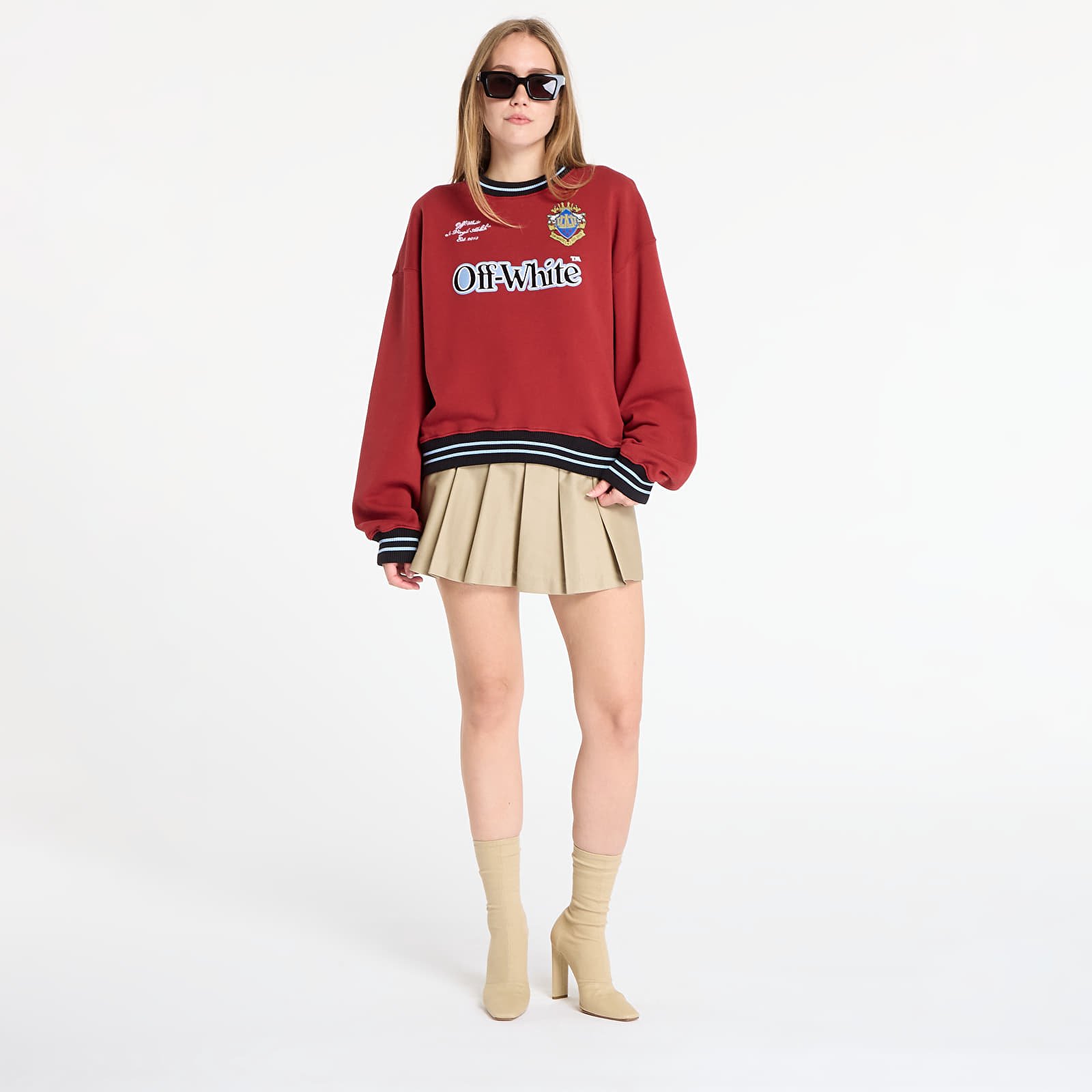 Hupparit ja collegepaidat Off-White Sporty Over Crew Red Dahlia/ Black