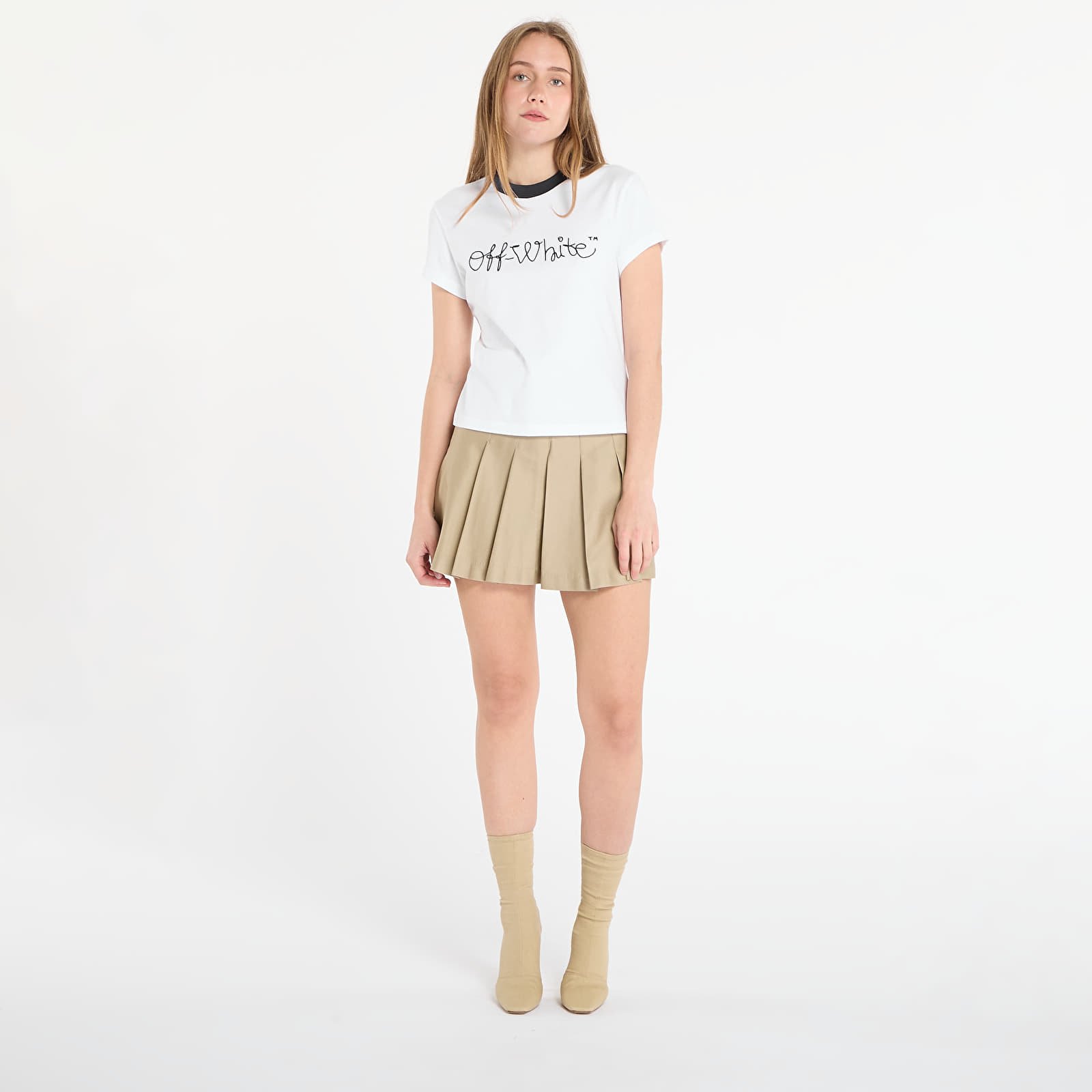 Trička Off-White Emb Script Logo Fitted Tee White/ Blue