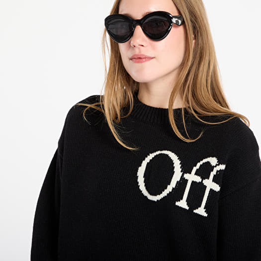 洋楽 KNIT WIT - DA KROW Pulovere Off-White Bookish Shared Knit Crewneck Black/ White