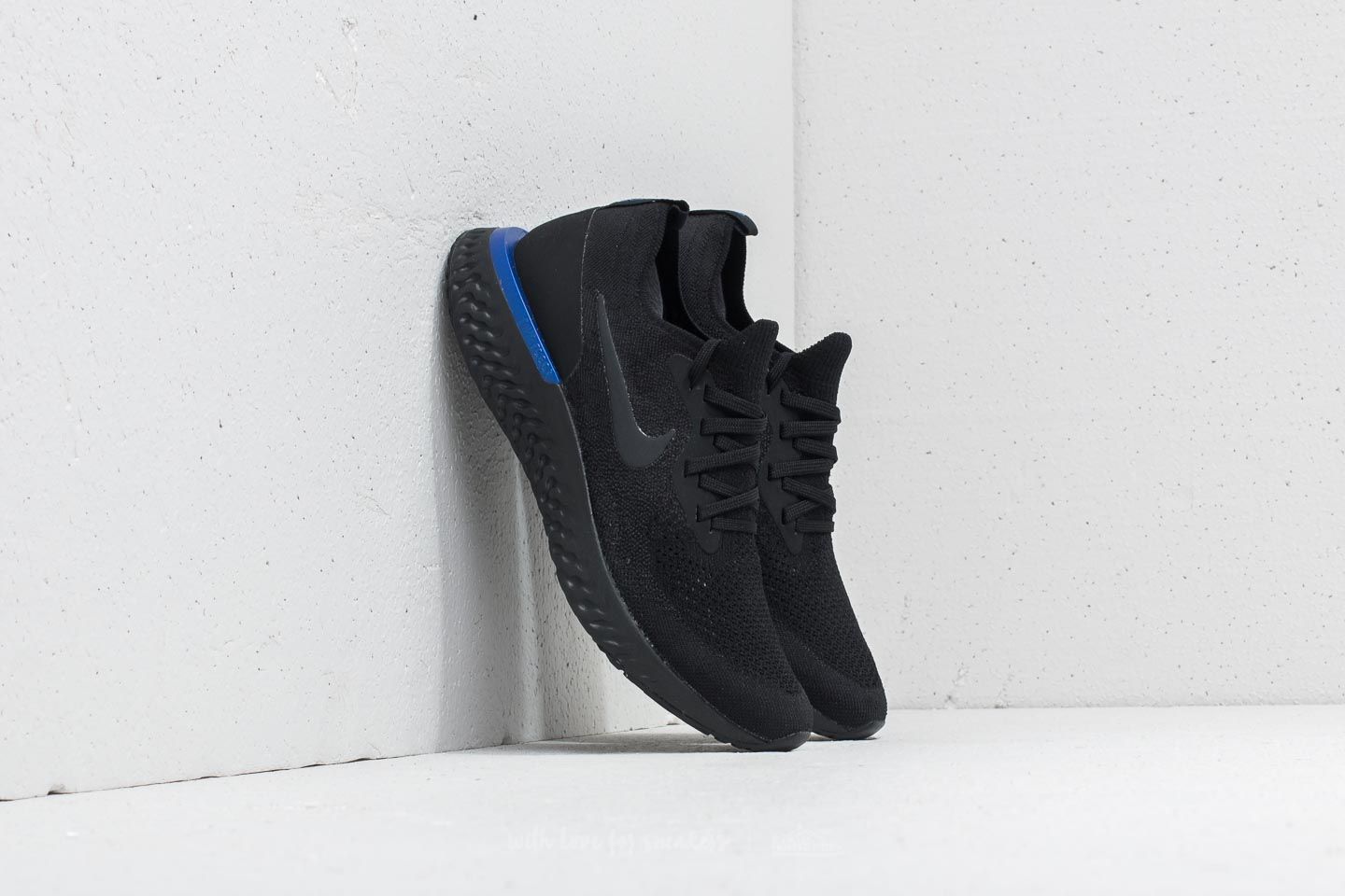 Epic react shop flyknit black blue