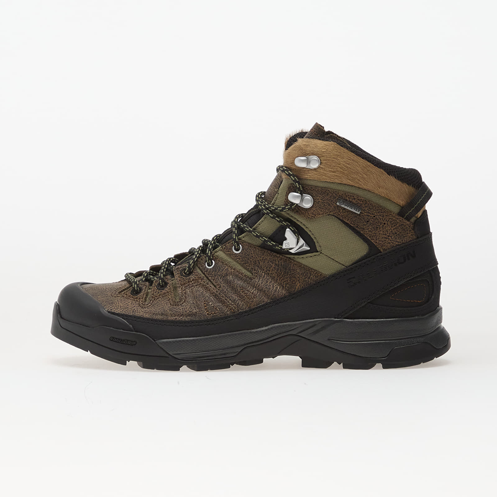 Levně Tenisky Salomon X-Alp Mid Gtx Distressed Ltr Dark Earth/ Black/ Deep Lichen Green