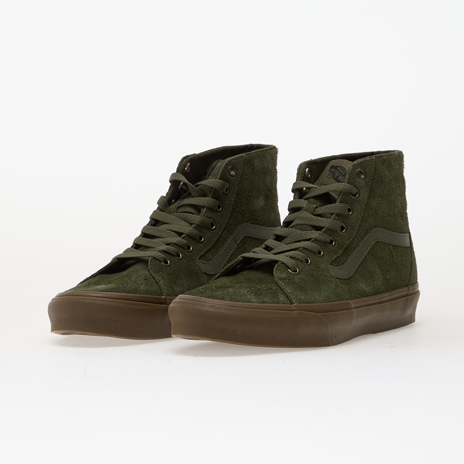 Herren Sneaker und Schuhe Vans SK8-Hi Tapered Hairy Suede Olive/ Gum