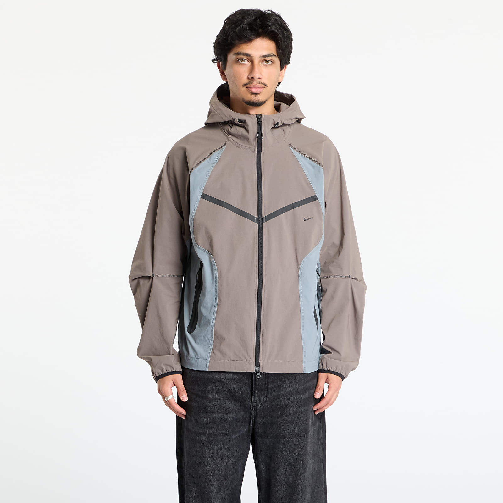 Takit Nike Tech Men's Dri-FIT Woven Color-Block Windrunner Loose Jacket Cave Stone/ Cool Grey/ Black