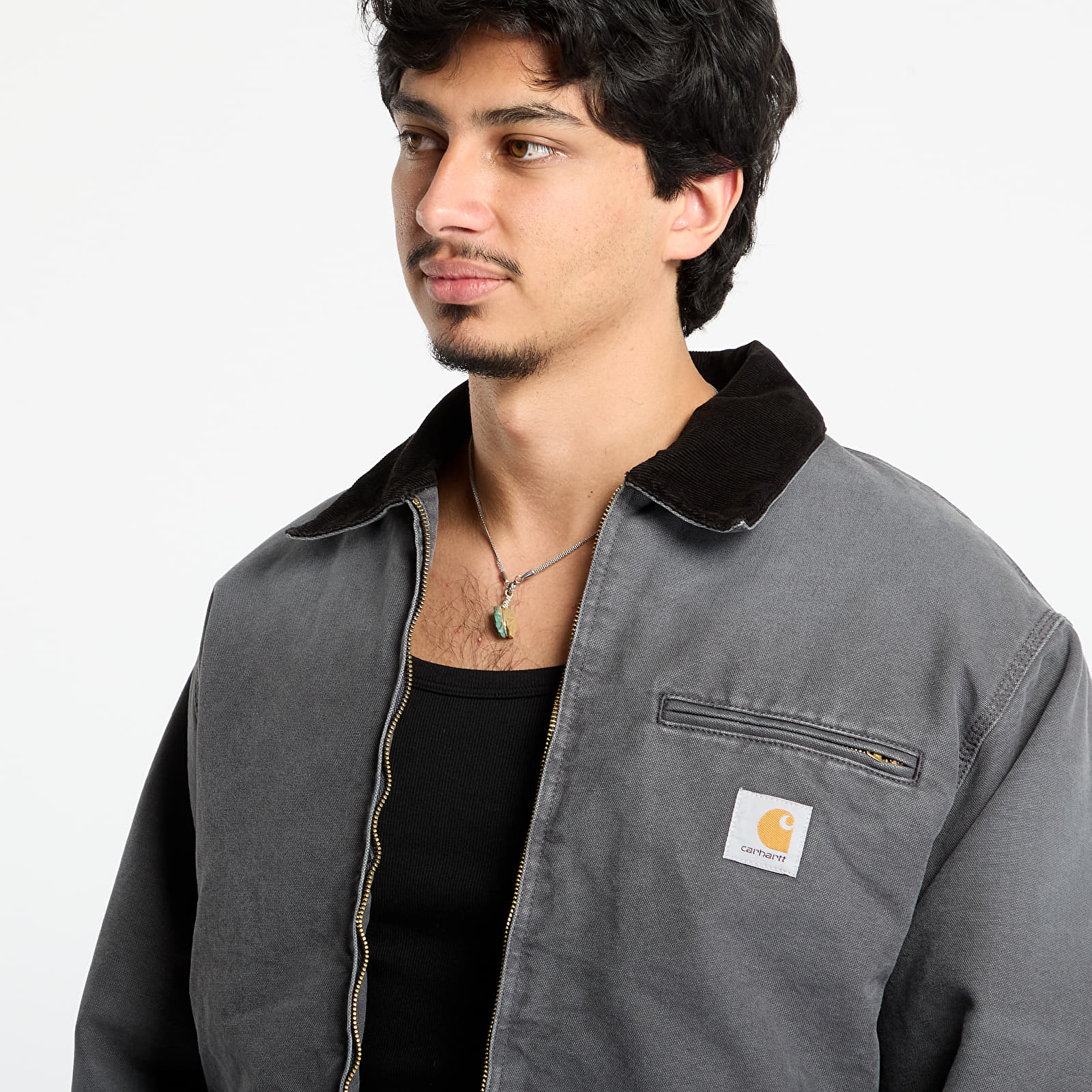 Bundy Carhartt WIP OG Detroit Jacket UNISEX Graphite/ Black Stone Canvas