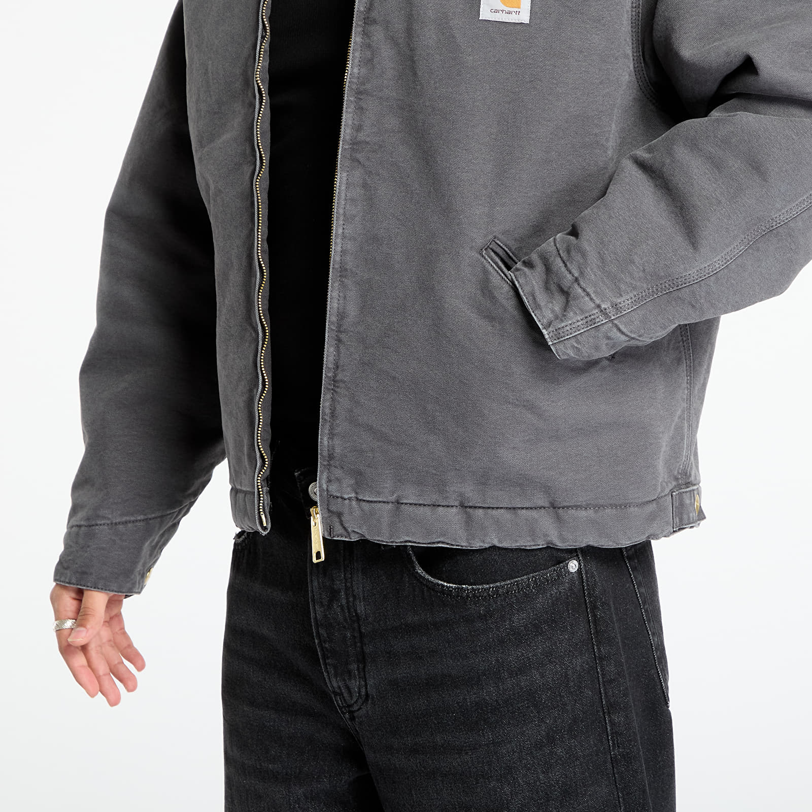 Bundy Carhartt WIP OG Detroit Jacket UNISEX Graphite/ Black Stone Canvas