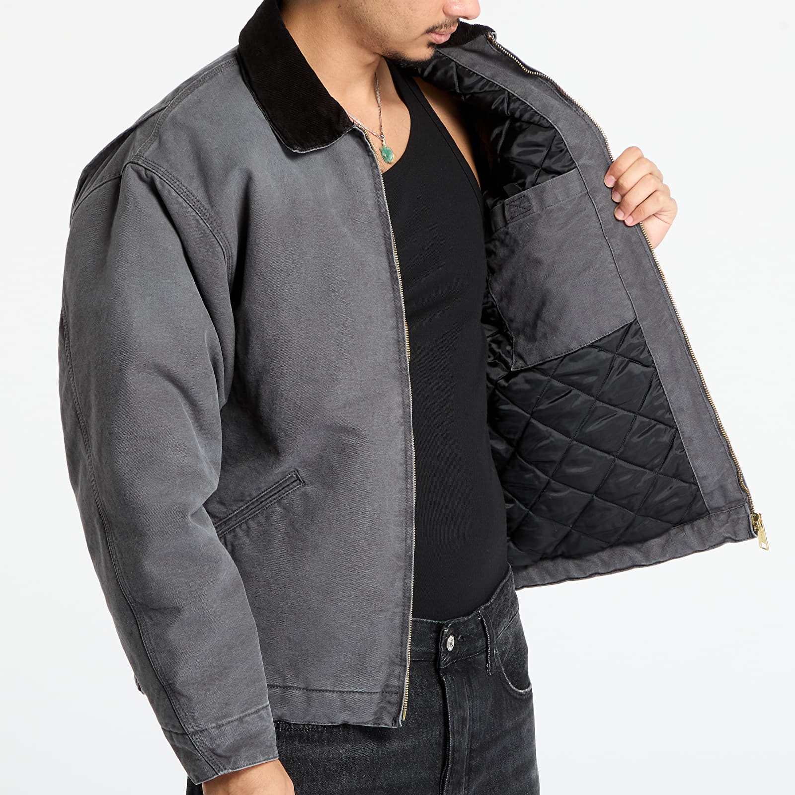 Bundy Carhartt WIP OG Detroit Jacket UNISEX Graphite/ Black Stone Canvas