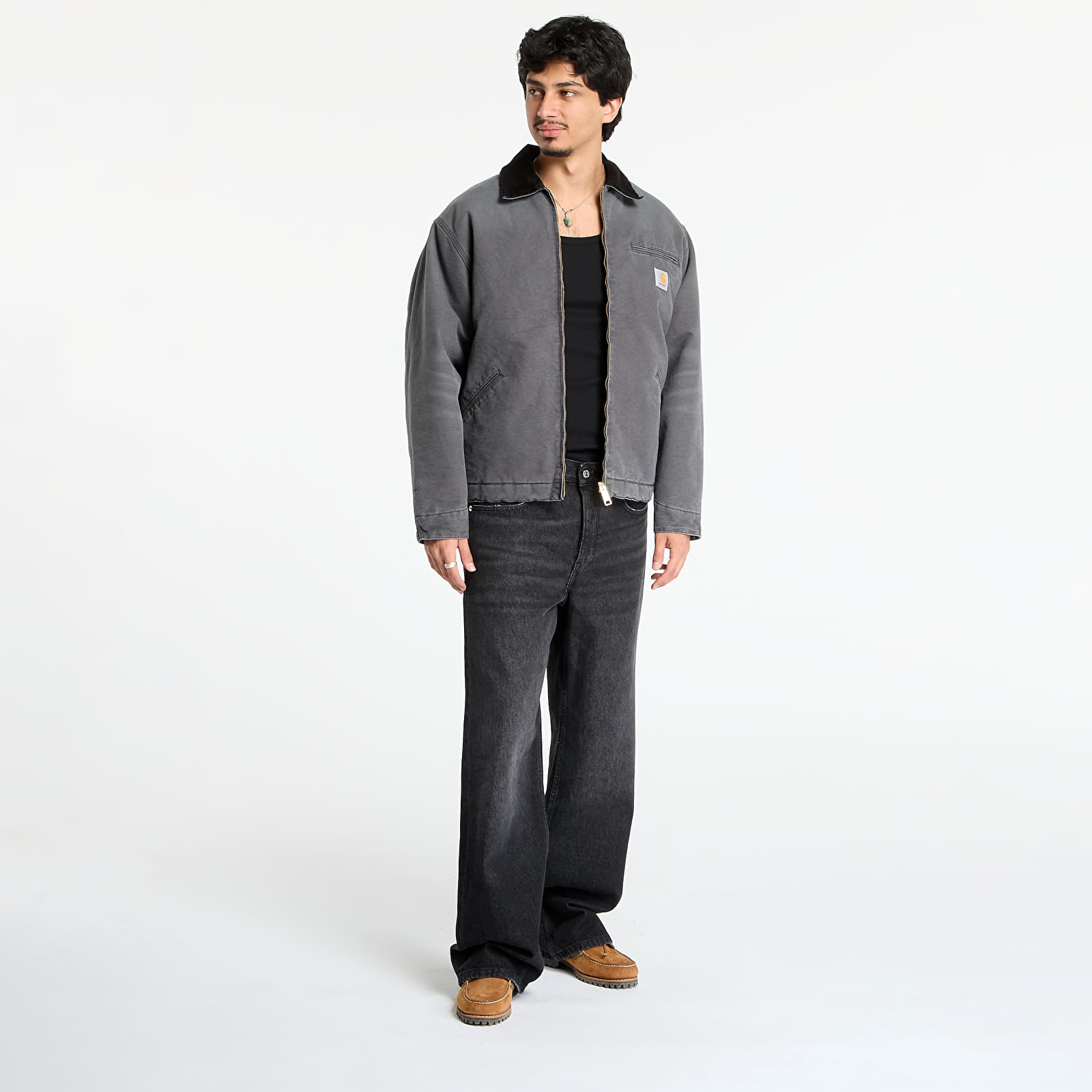 Bundy Carhartt WIP OG Detroit Jacket UNISEX Graphite/ Black Stone Canvas