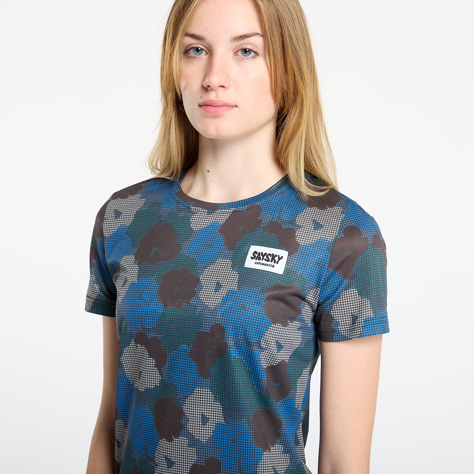 T-paidat SAYSKY W Flower Combat T-Shirt Blue Aop