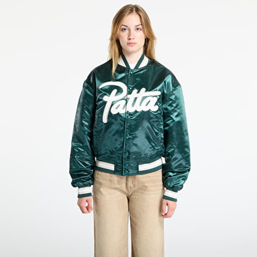 Patta Script Logo Satin Varsity Jacket UNISEX Bistro Green