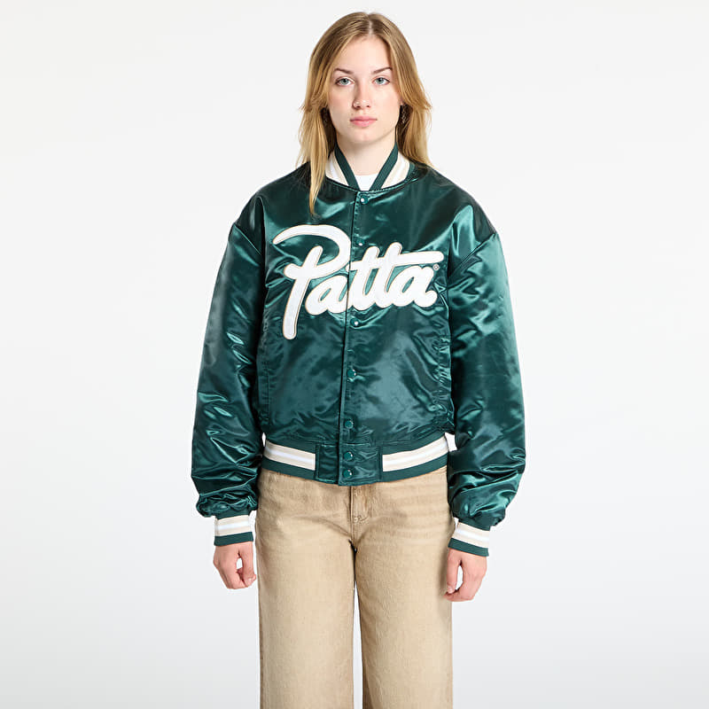 Patta Script Logo Satin Varsity Jacket UNISEX Bistro Green | Footshop