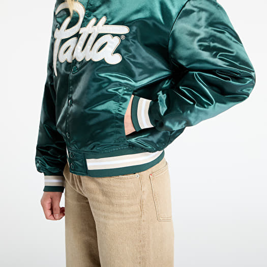 Patta Script Logo Satin Varsity Jacket UNISEX Bistro Green | Footshop