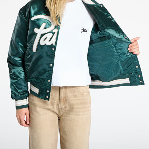 Patta Script Logo Satin Varsity Jacket UNISEX Bistro Green | Footshop