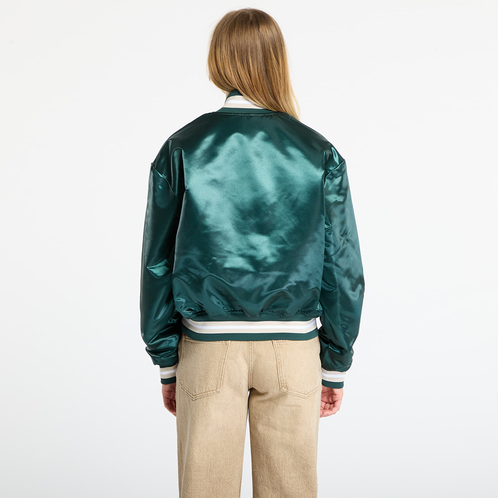 Takit Patta Script Logo Satin Varsity Jacket UNISEX Bistro Green