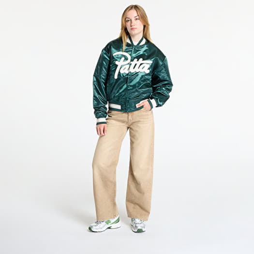 Patta Script Logo Satin Varsity Jacket UNISEX Bistro Green | Footshop