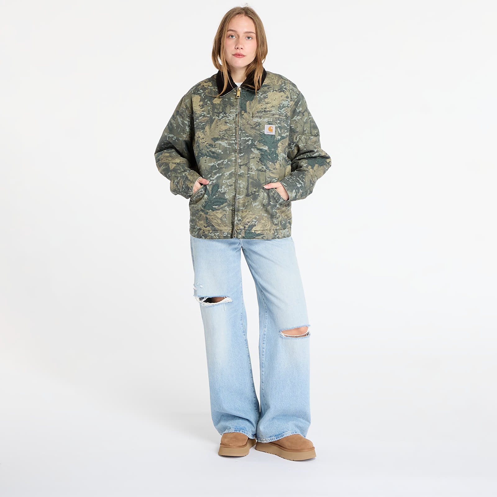 Men's jackets Carhartt WIP OG Detroit Jacket Camo UNISEX Combi/ Green/ Black Stone Washed