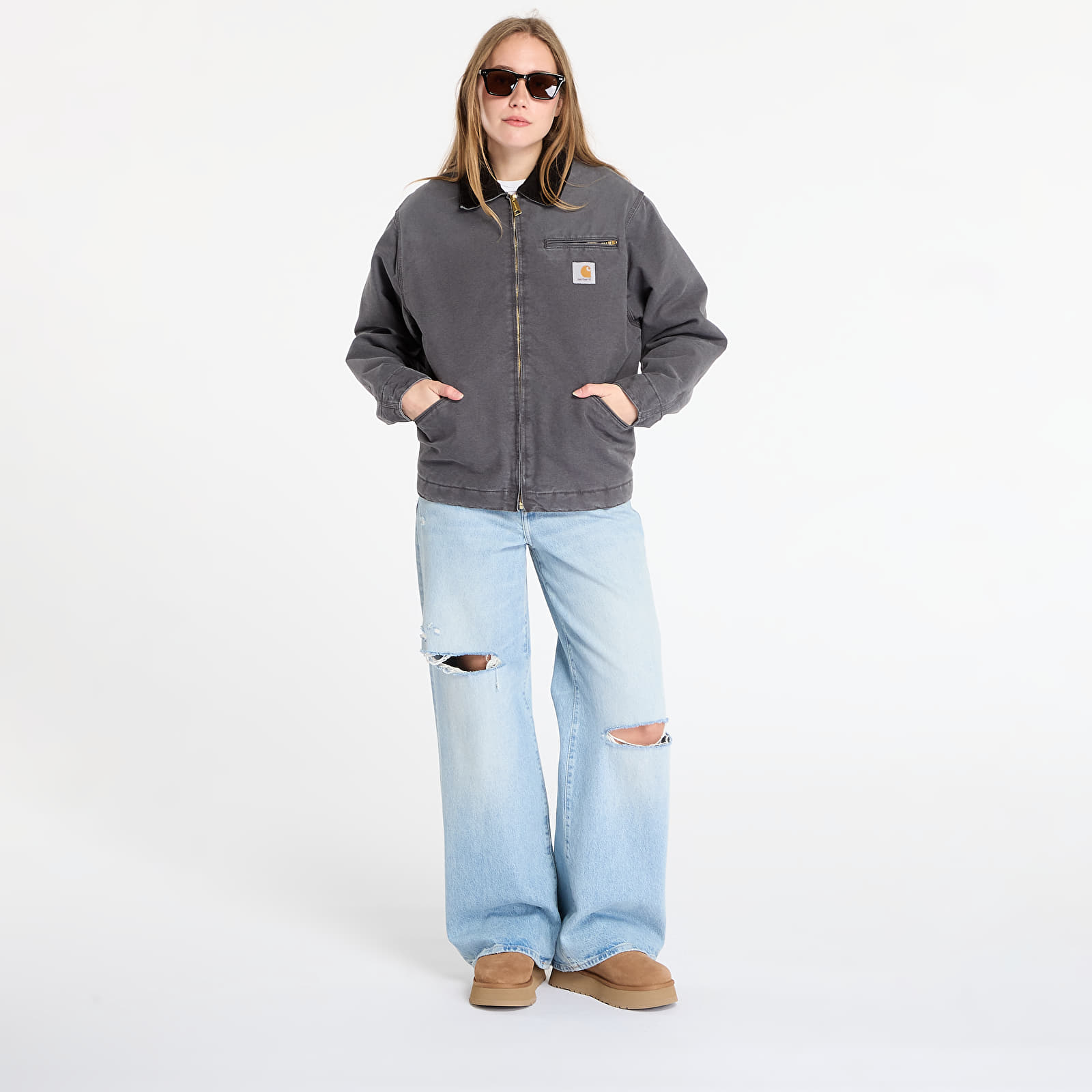 Bundy Carhartt WIP OG Detroit Jacket UNISEX Graphite/ Black Stone Canvas