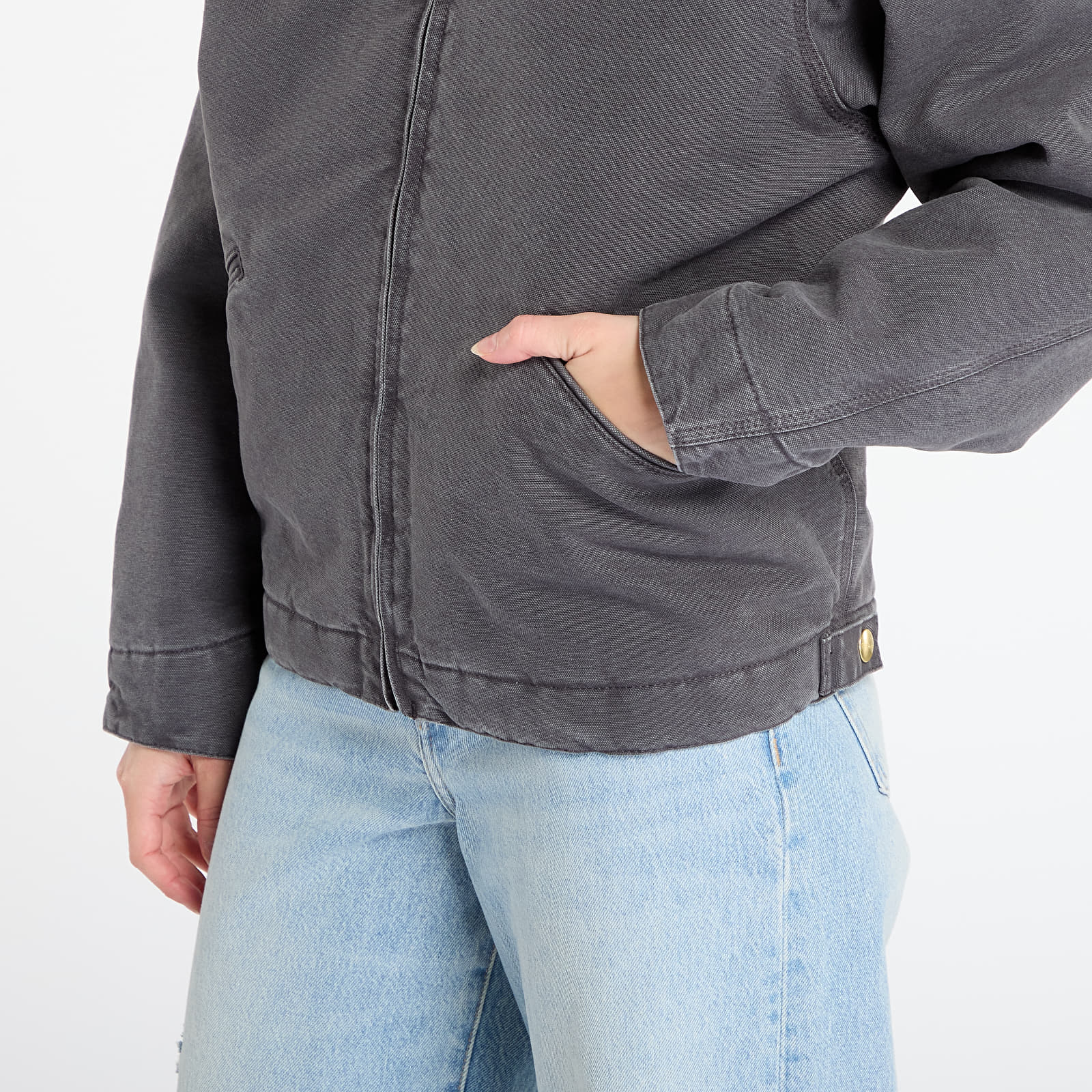 Bundy Carhartt WIP OG Detroit Jacket UNISEX Graphite/ Black Stone Canvas