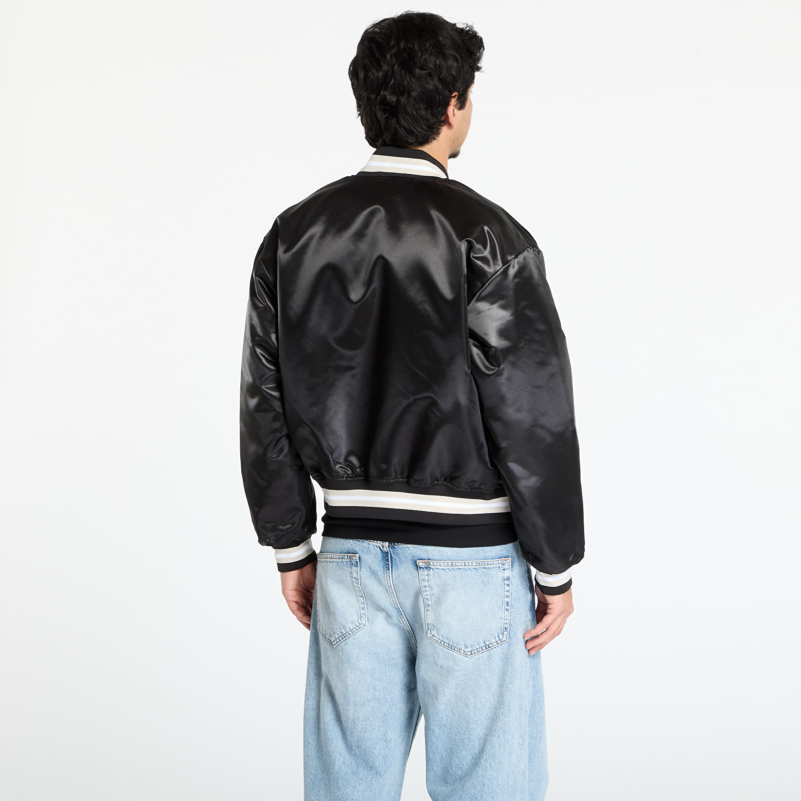 Takit Patta Script Logo Satin Varsity Jacket UNISEX Black