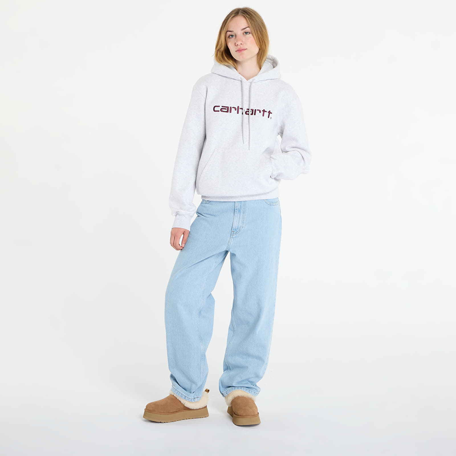 Mikiny Carhartt WIP Hooded Carhartt Sweat UNISEX Ash Heather/ Rondo