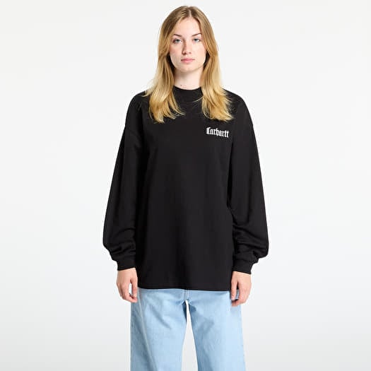 Tričko Carhartt WIP L/S Schooling Mockneck T-Shirt UNISEX Black/ Wax