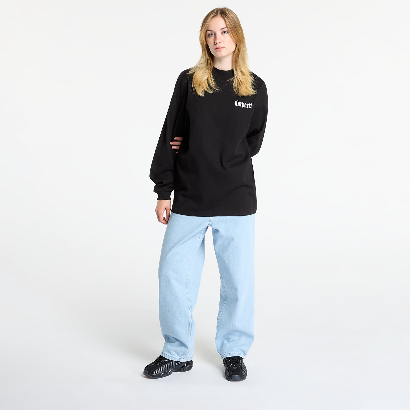 Majice i košulje Carhartt WIP L/S Schooling Mockneck T-Shirt UNISEX Black/ Wax