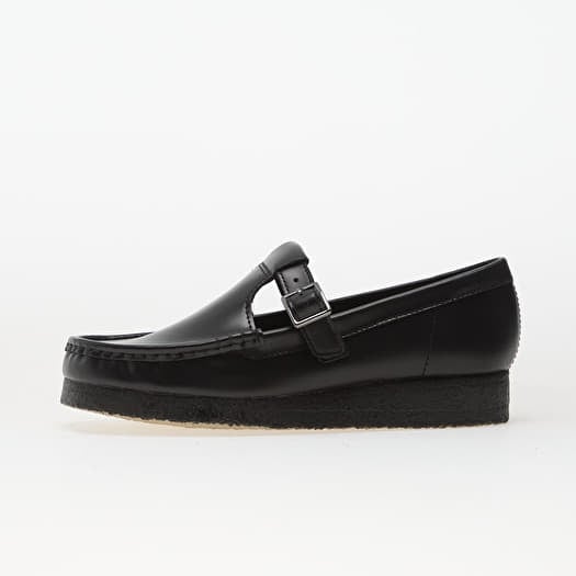 Clarks Originals Wallabee T Bar Blk HiShine Lea