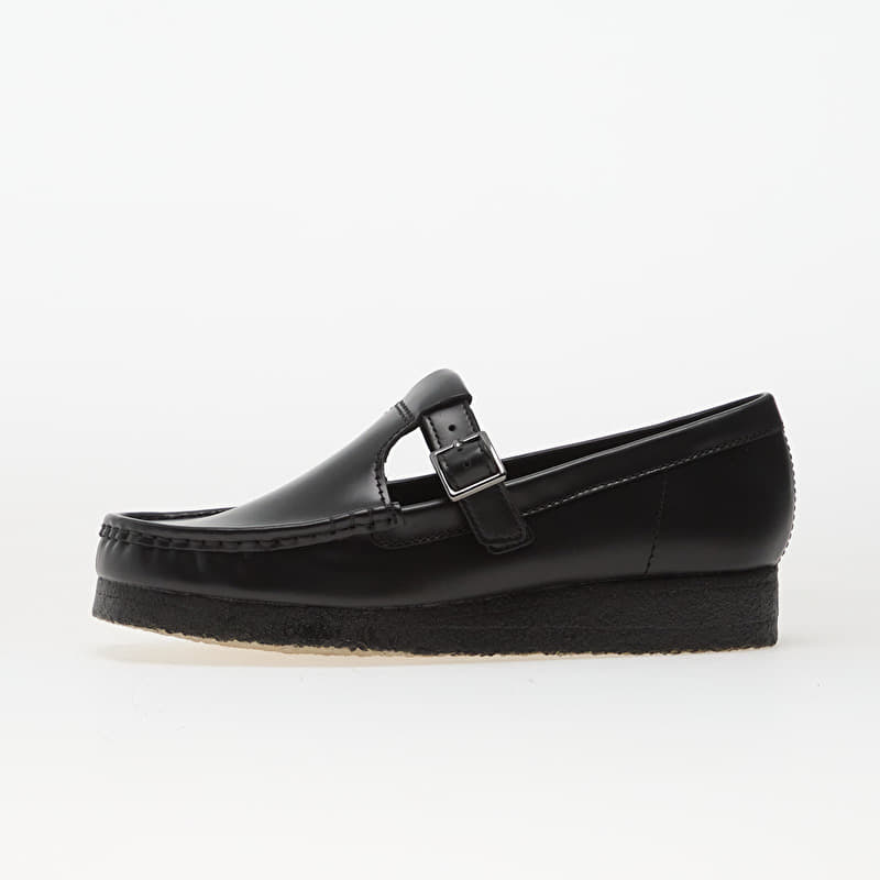 Clarks Originals Wallabee T Bar Blk HiShine Lea