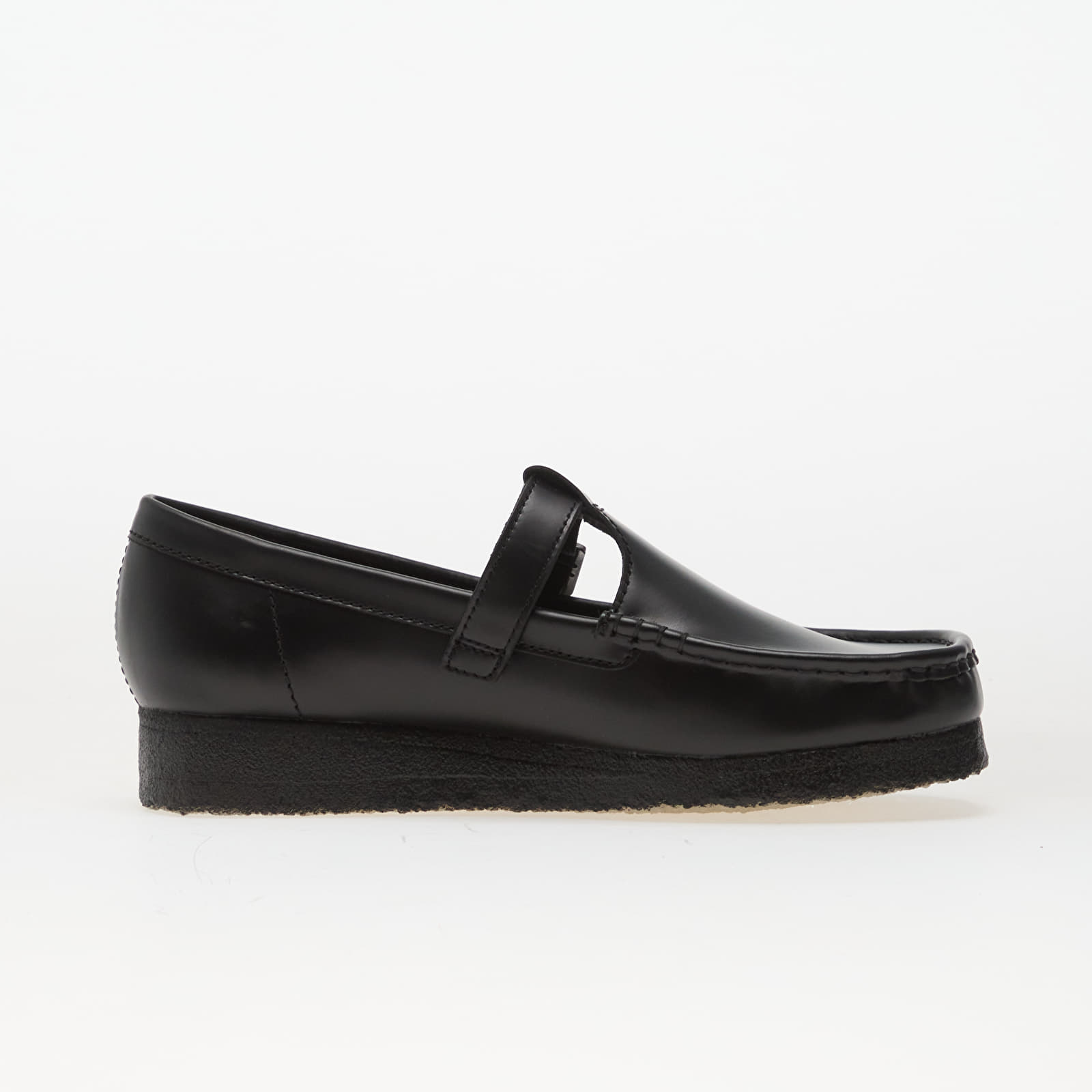 Γυναικεία παπούτσια Clarks Originals Wallabee T Bar Blk HiShine Lea