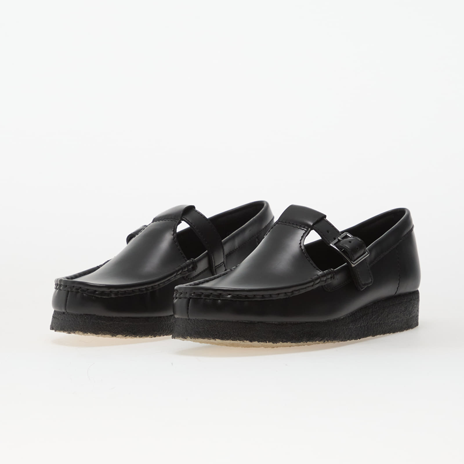 Γυναικεία παπούτσια Clarks Originals Wallabee T Bar Blk HiShine Lea