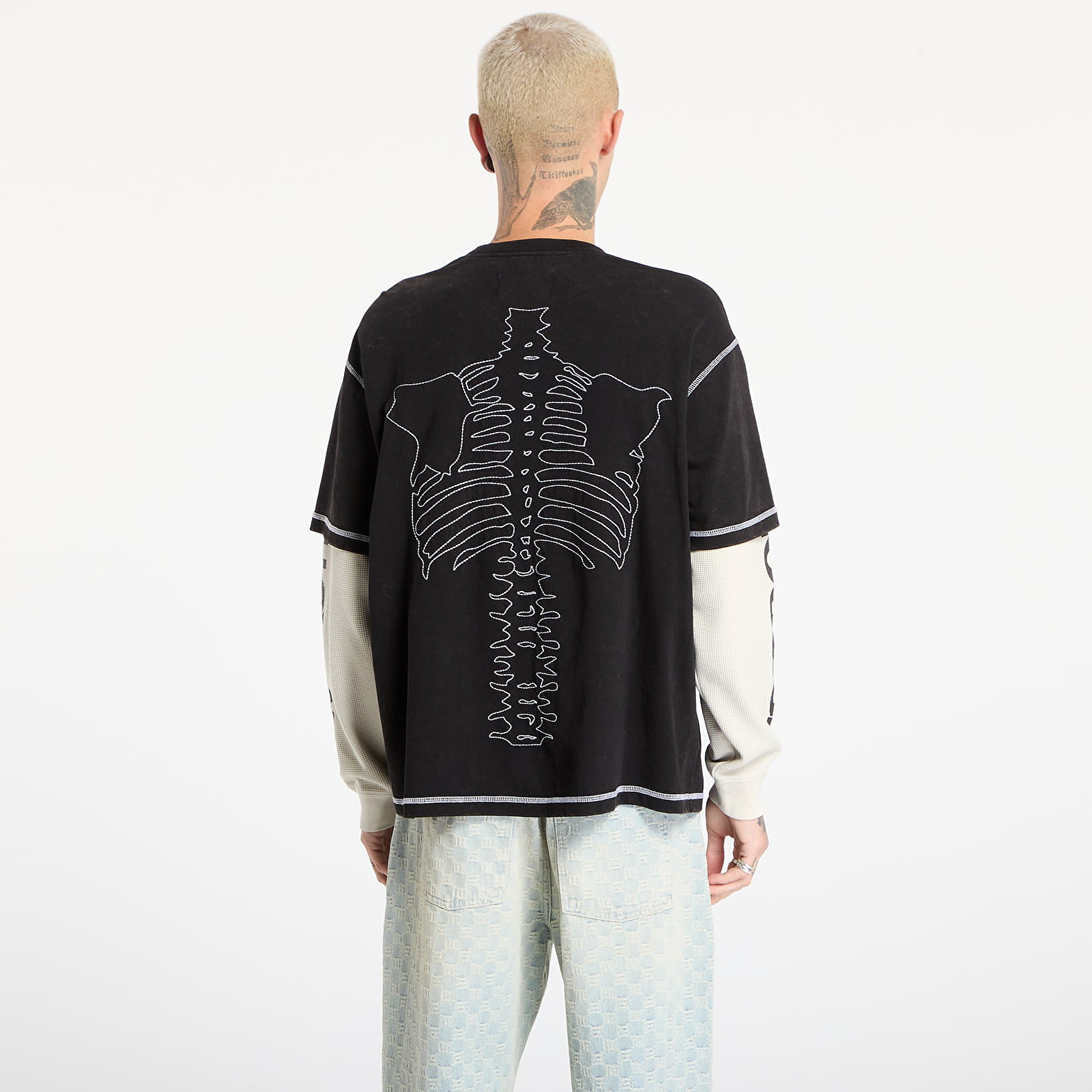 Majice T-shirt Awake NY Vanson Bones Waffle T-Shirt Black