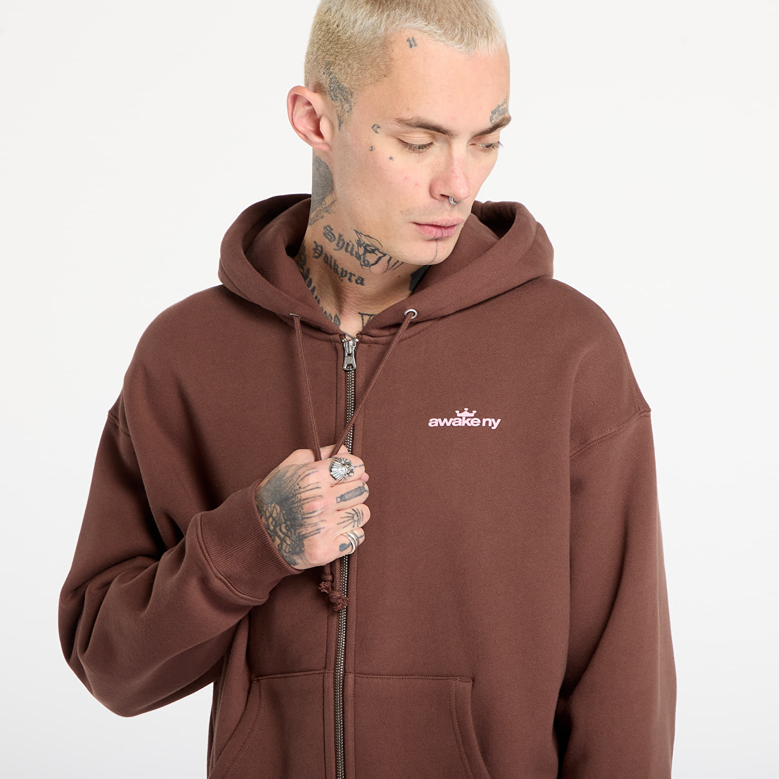 Hoodies and sweatshirts  Awake NY Crown Logo Full-Zip Hoodie Brown