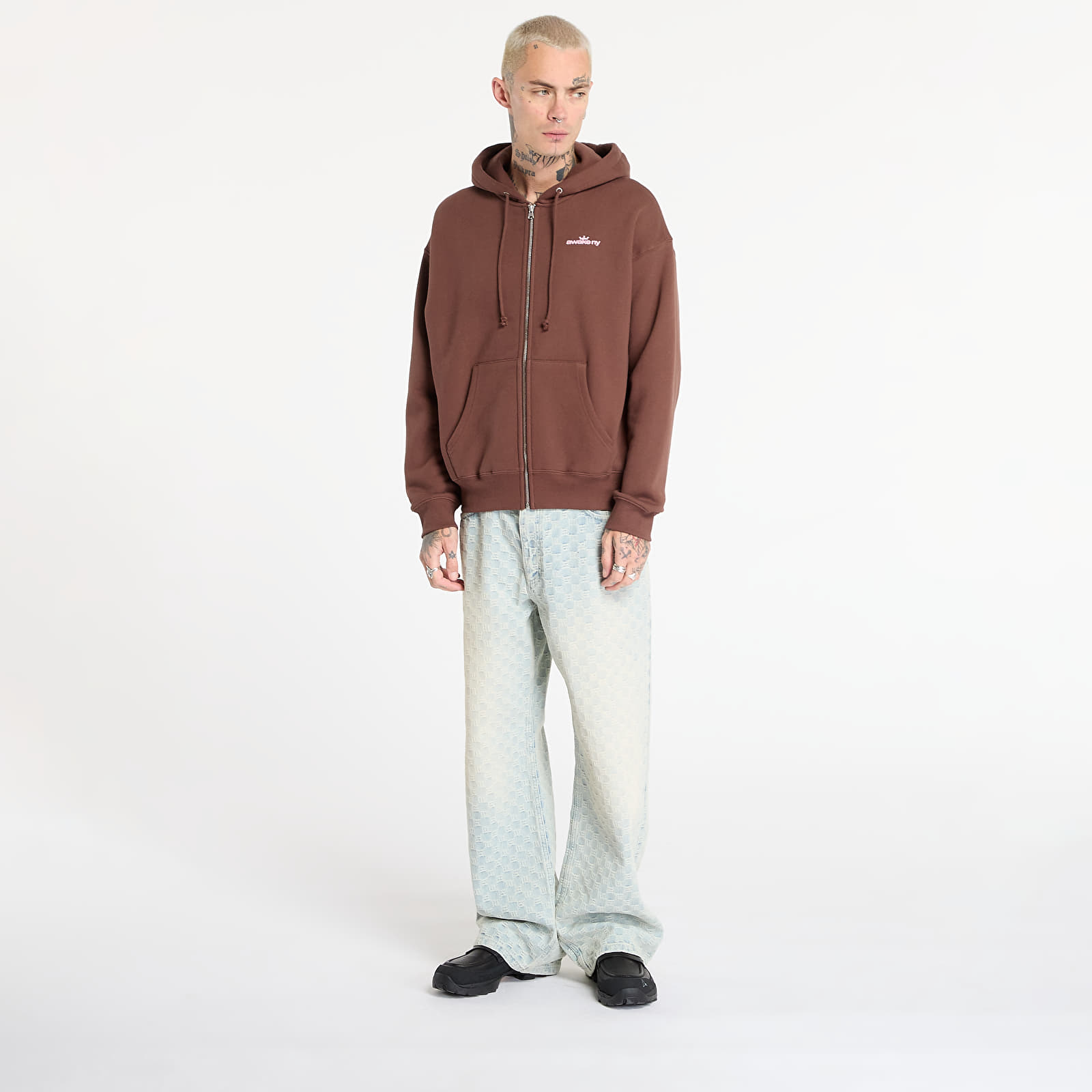 Hoodies and sweatshirts  Awake NY Crown Logo Full-Zip Hoodie Brown