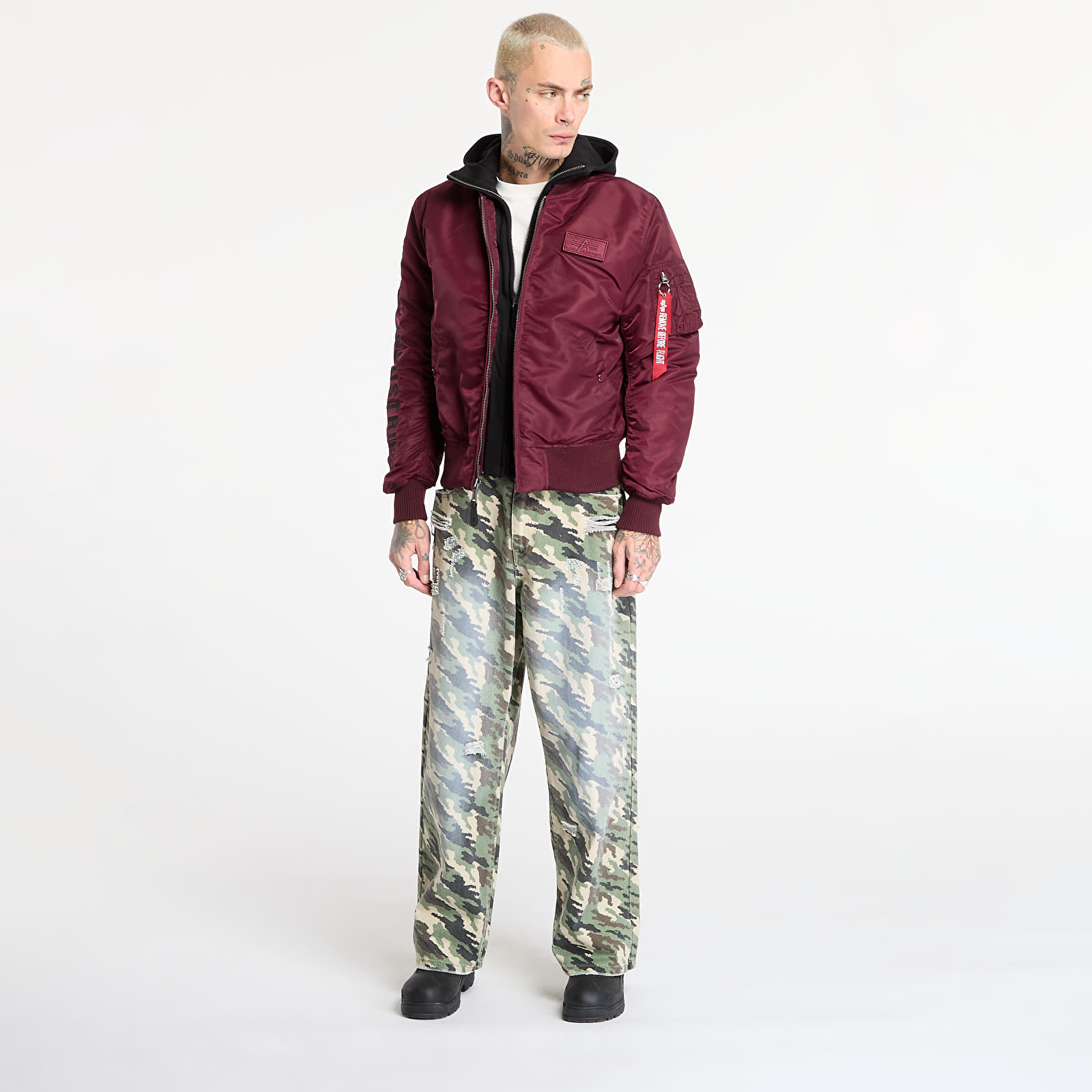 Якета Alpha Industries MA-1 D-Tec Sleeve Embroidery Dark Cherry
