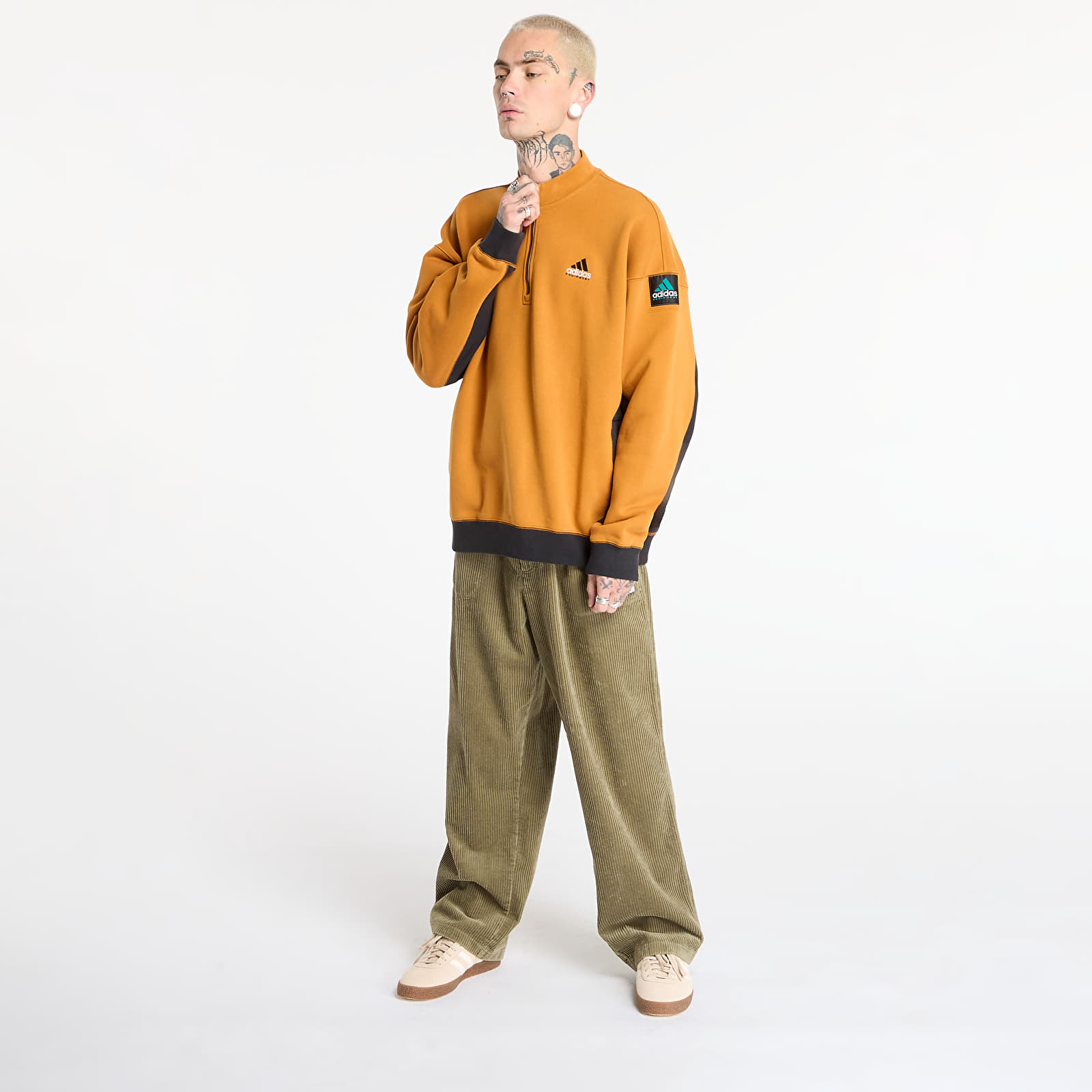 Kapuutsikud ja kampsunid adidas Equipment Blocked Half-Zip Craft Ochre