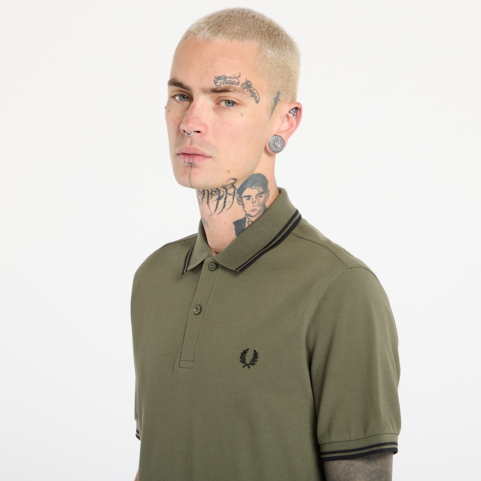 Trička FRED PERRY Twin Tipped Fred Perry Shirt Lrlwrthgreen/ Blk