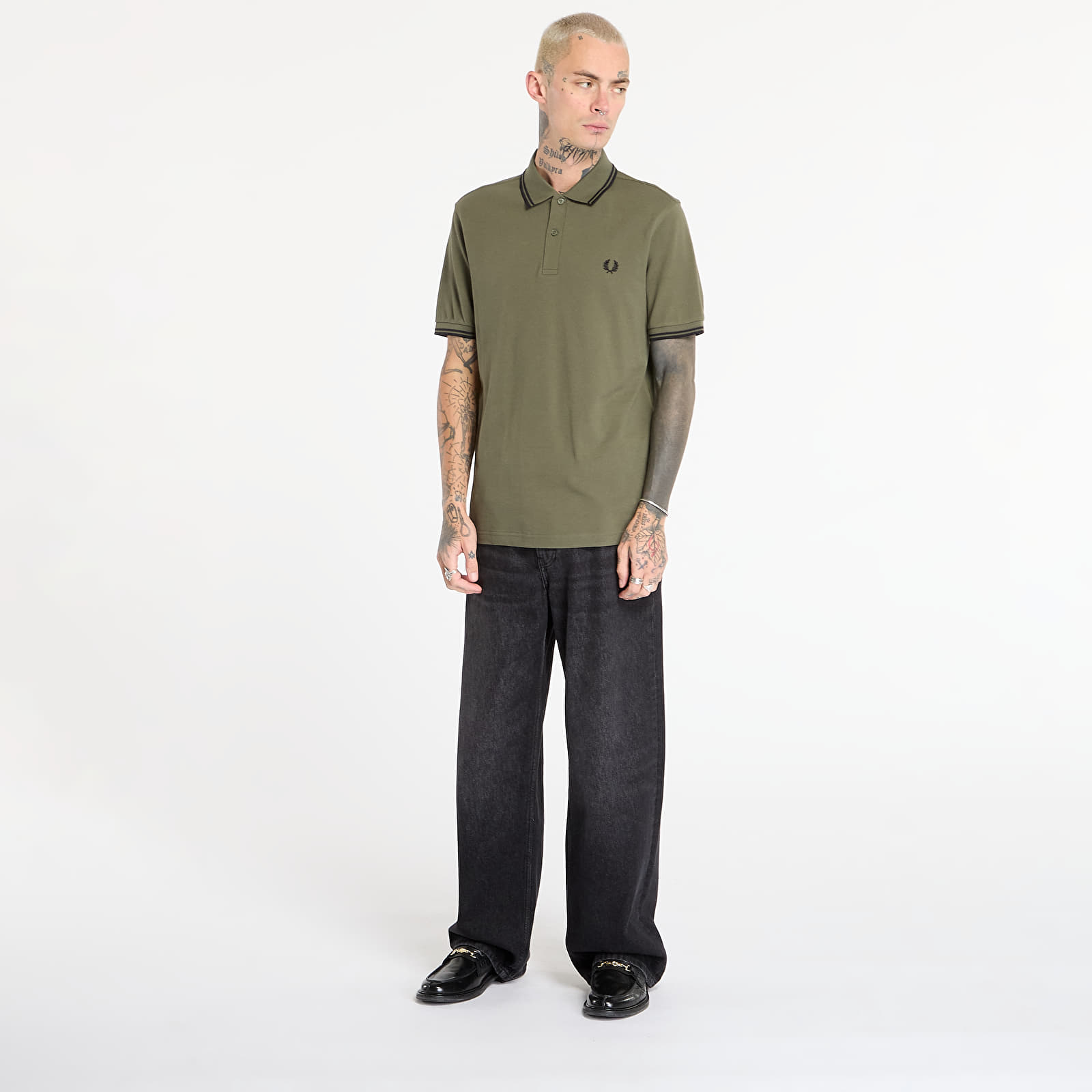 Trička FRED PERRY Twin Tipped Fred Perry Shirt Lrlwrthgreen/ Blk