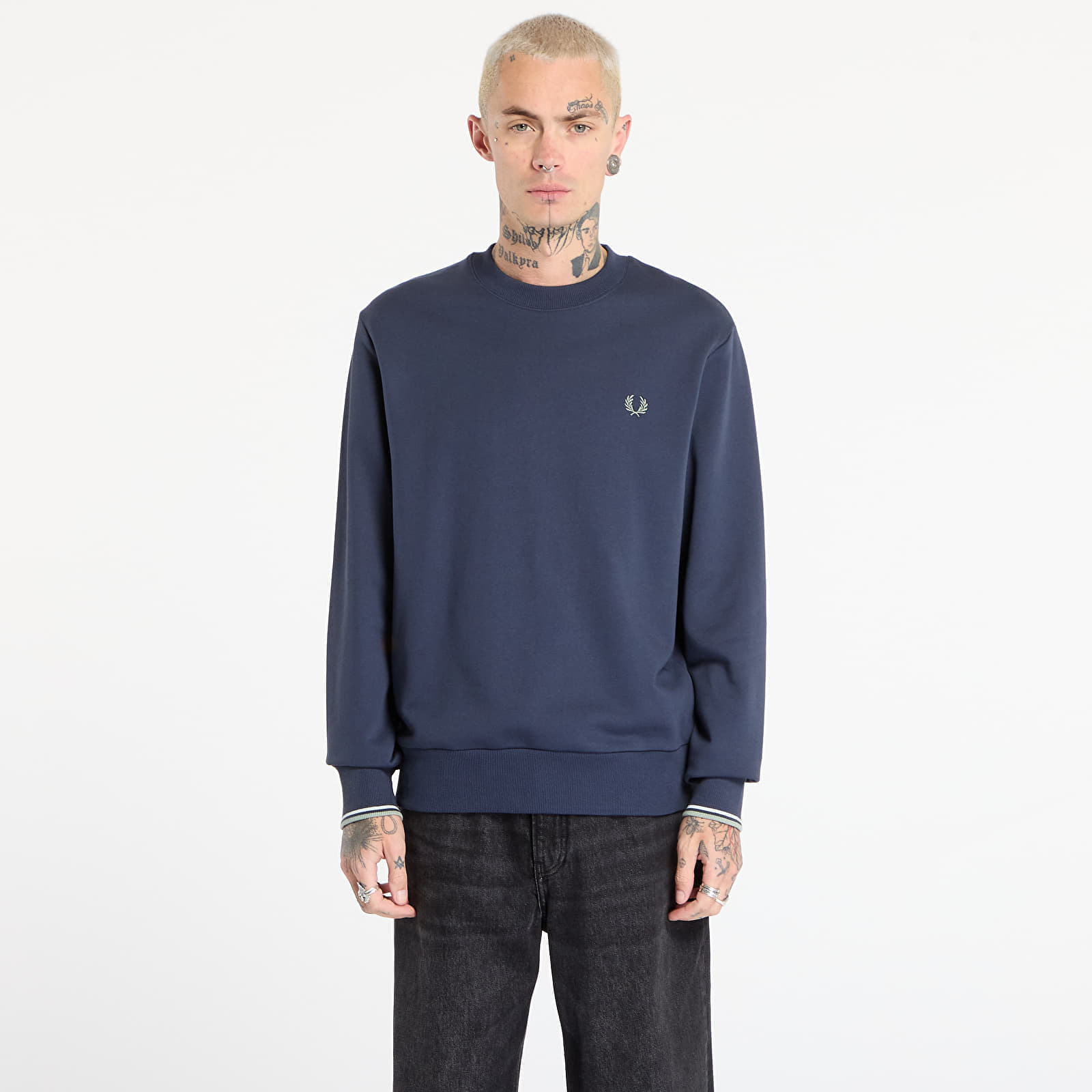 Hanorac FRED PERRY Crew Neck Sweatshirt Drkairf/ Lic/ Bayl M