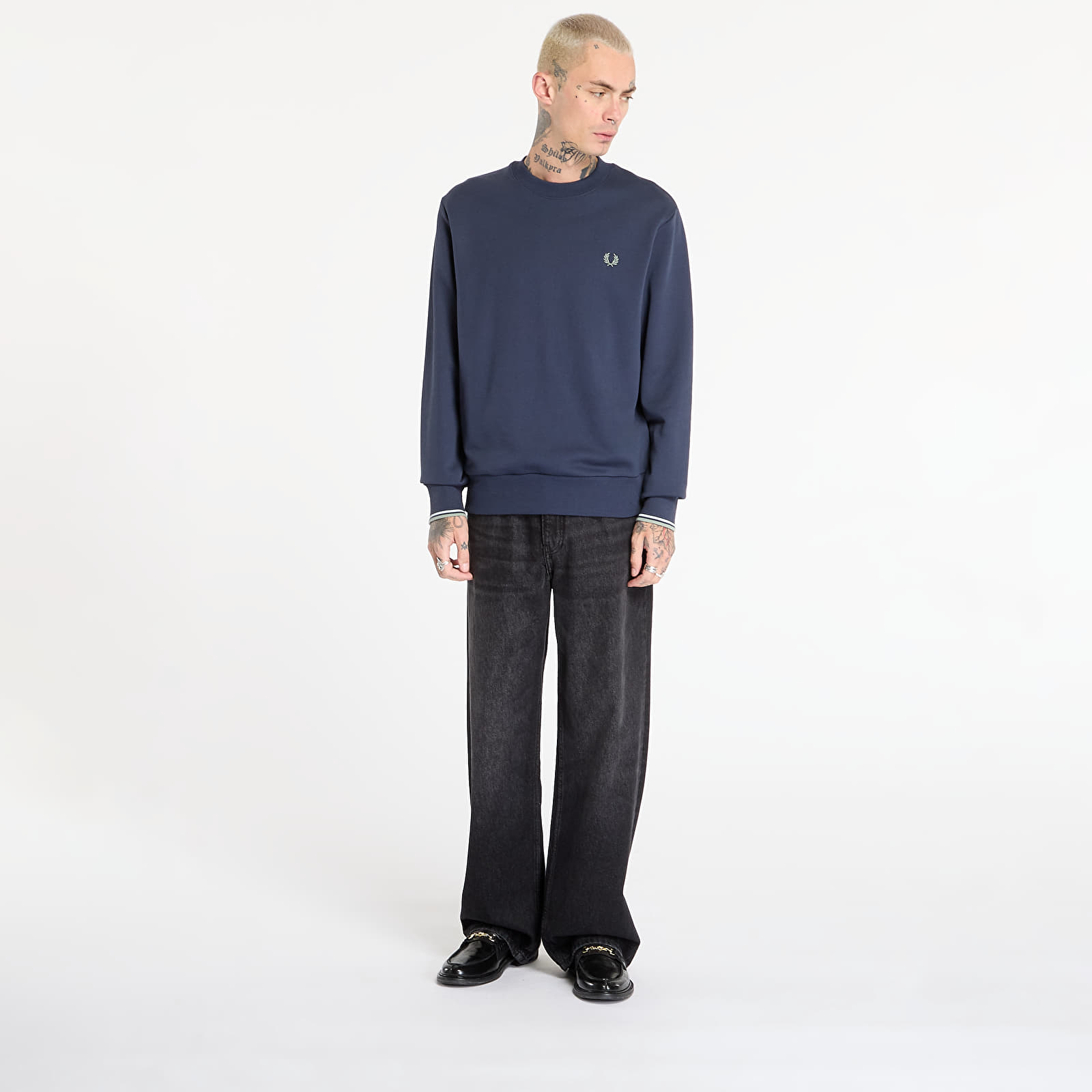 Hættetrøjer og sweatshirts FRED PERRY Crew Neck Sweatshirt Drkairf/ Lic/ Bayl